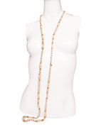 Miriam Haskell Gold Silver Tone Long Pearl Necklace
