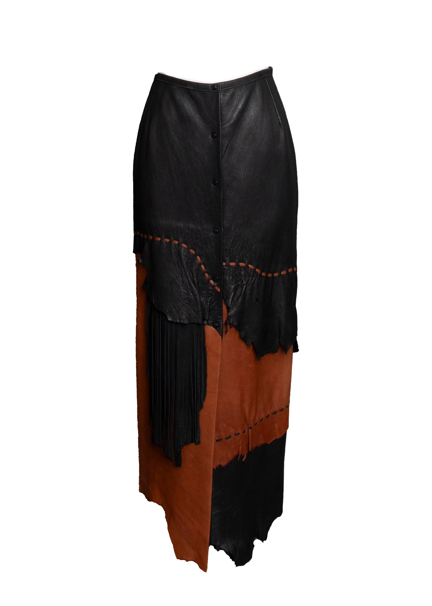 90s Patchwork Leather Skirt XS