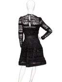 Arnold Scaasi Black Silk Lace Long Sleeve Midi Dress