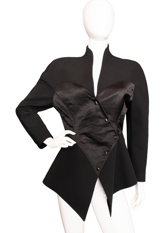 Thierry Mugler Black Wool & Satin Jacket