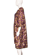 Naeem Khan Purple Gold Silk Sequin 3/4 Sleeve Knee Length Coat