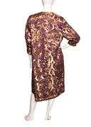 Naeem Khan Purple Gold Silk Sequin 3/4 Sleeve Knee Length Coat