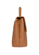 Chanel Beige Caviar Leather Top Handle Kelly Handbag