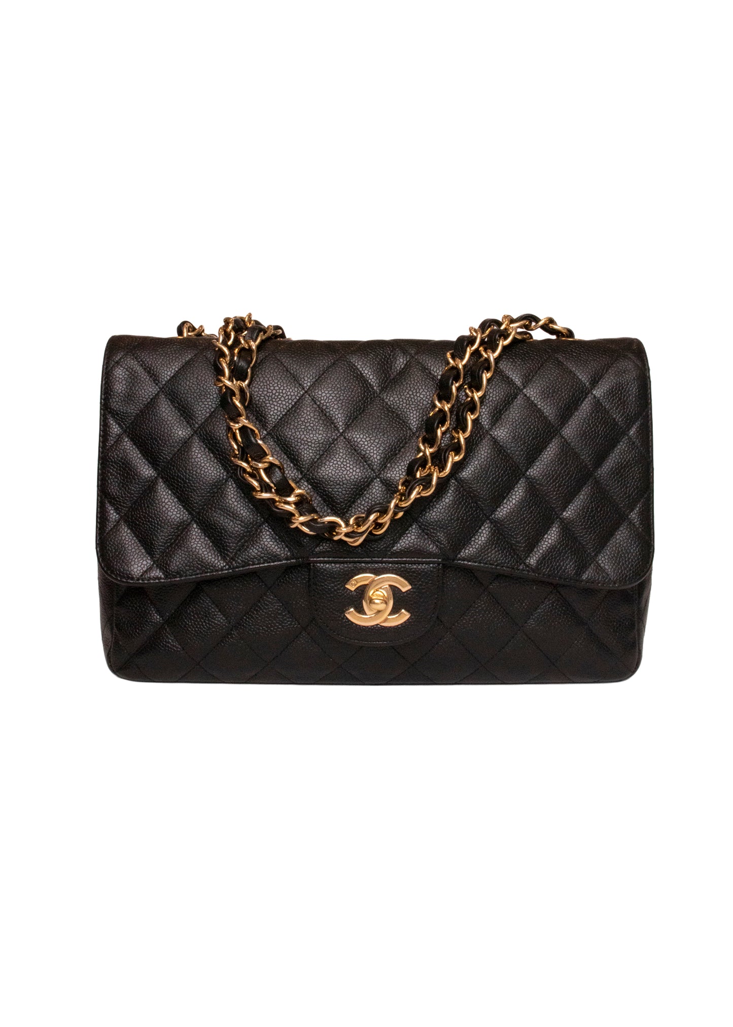 Chanel Black Caviar Jumbo Flap Handbag 2001