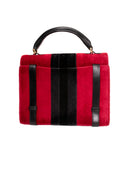 Roberta di Camerino Red and Black Velvet Leather Top Handle Handbag