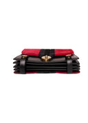 Roberta di Camerino Red and Black Velvet Leather Top Handle Handbag