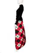 Givenchy Couture Plaid Silk Maxi Skirt and Long Sleeve Sweater Set