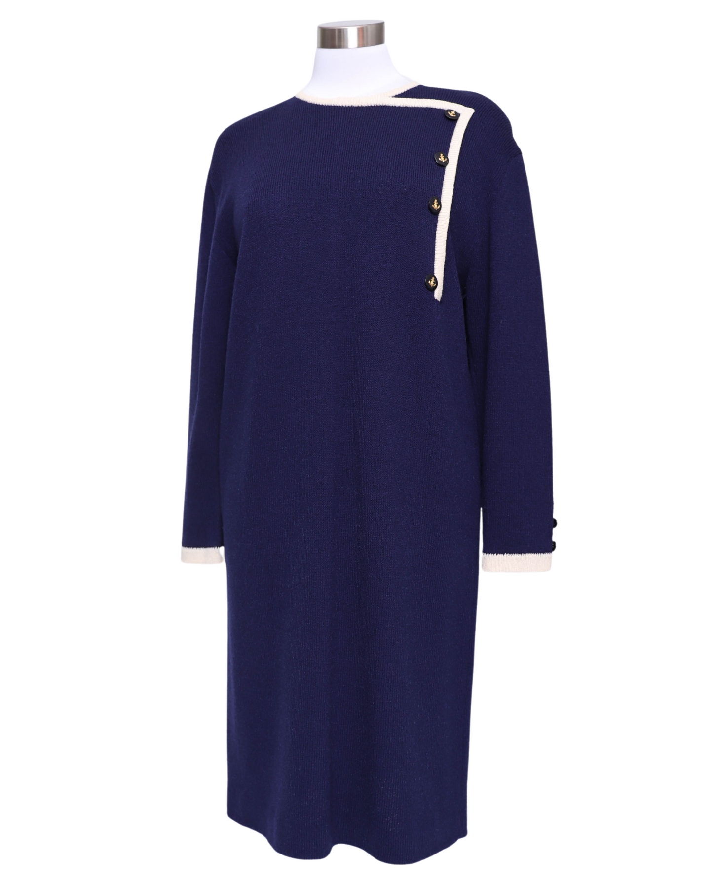 90's Carolina Herrera Navy Blue Sweater Dress L/XL