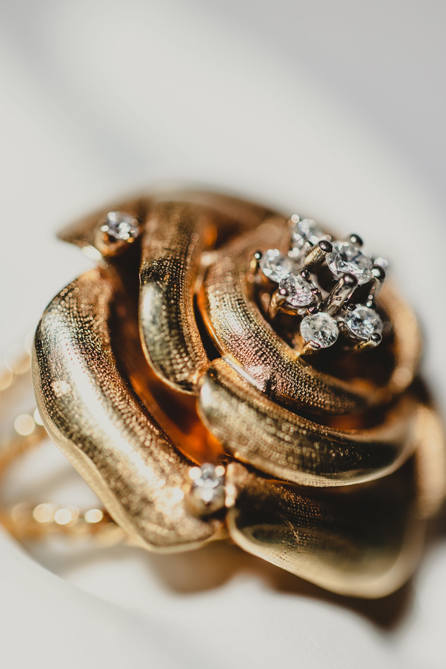 Gold & Diamond Rose Statement Ring