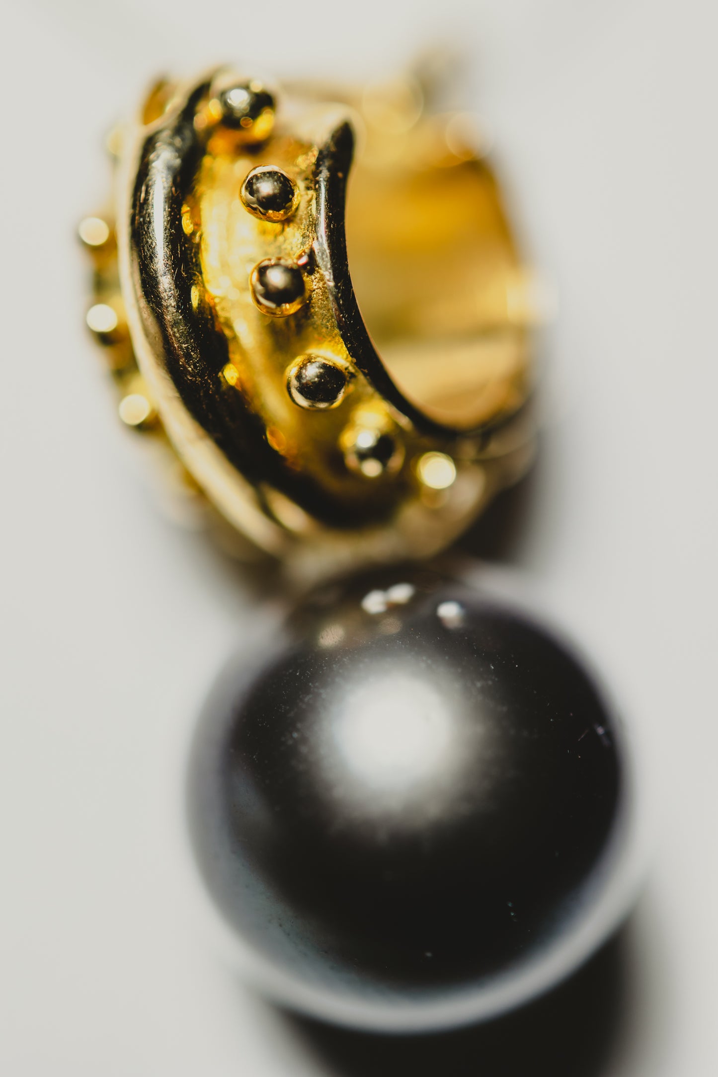 South Sea Black Pearl & Gold Earrings