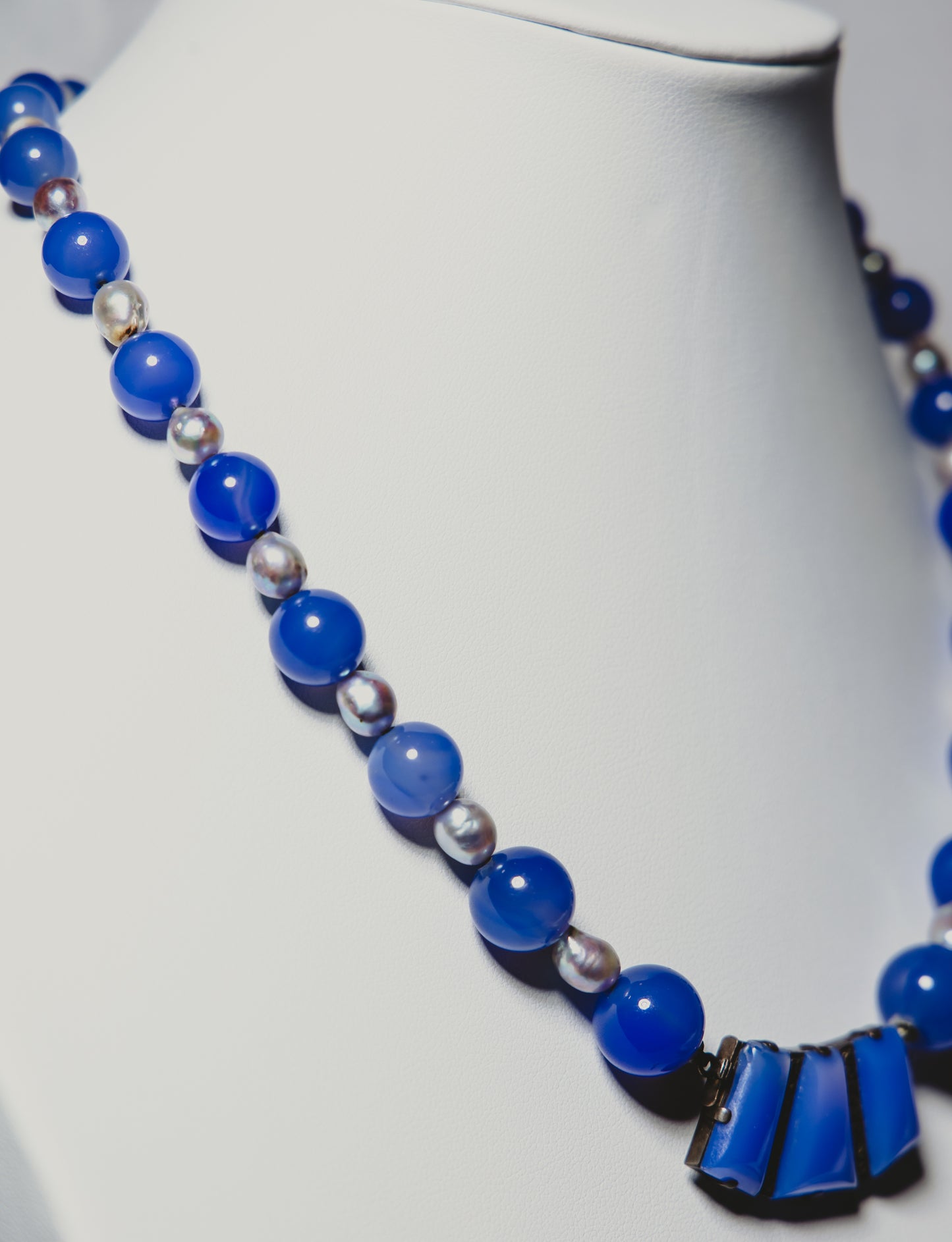 Lavender Agate & Blue Pearl Necklace