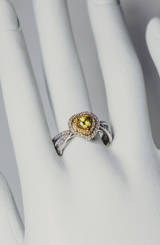 Yellow Sapphire & Diamond Heart Ring
