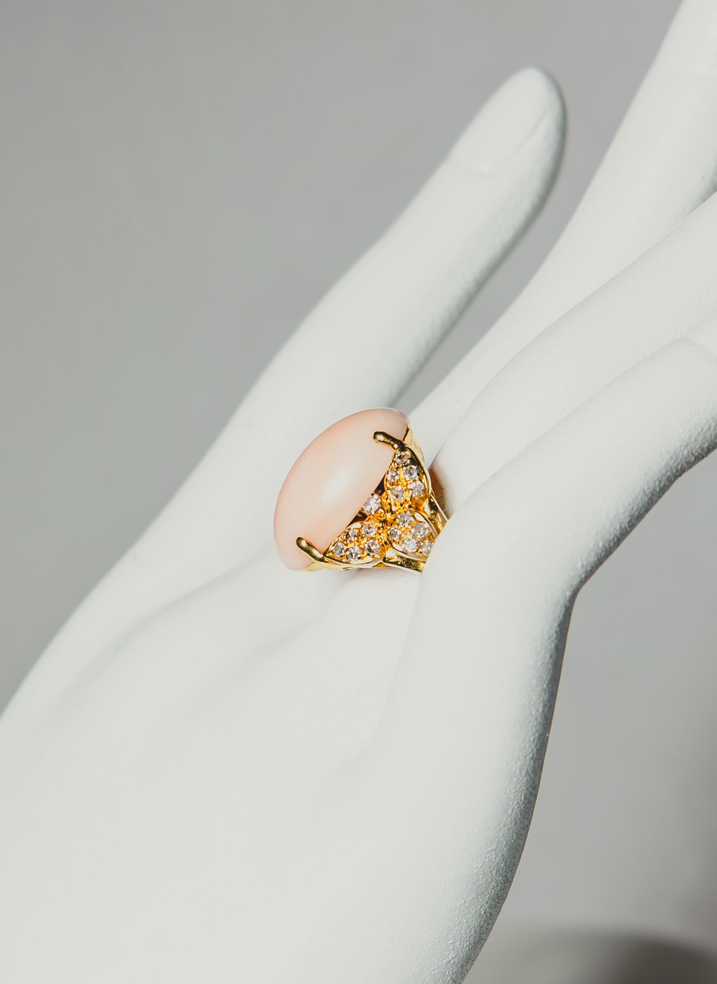 Coral and Diamond Ring