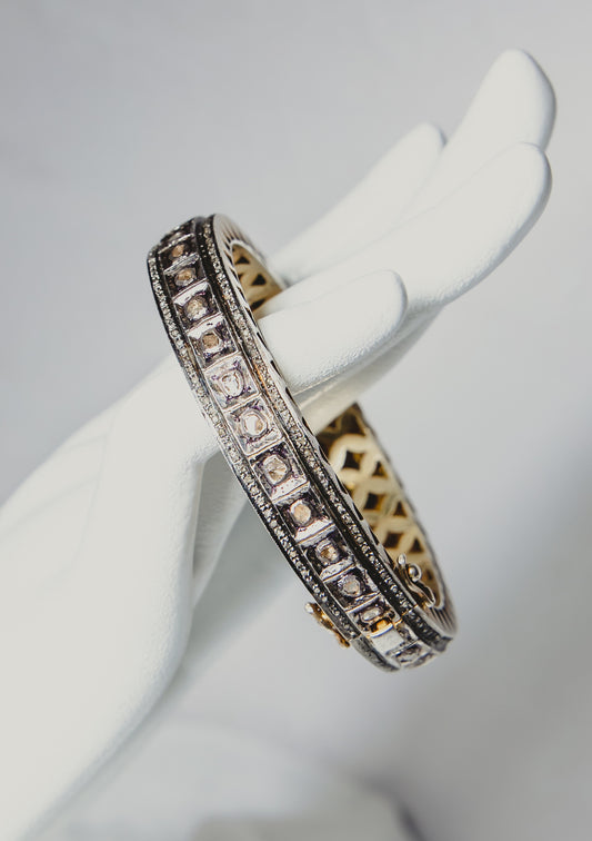 Rough Diamond & Sterling Silver Bangle Bracelet