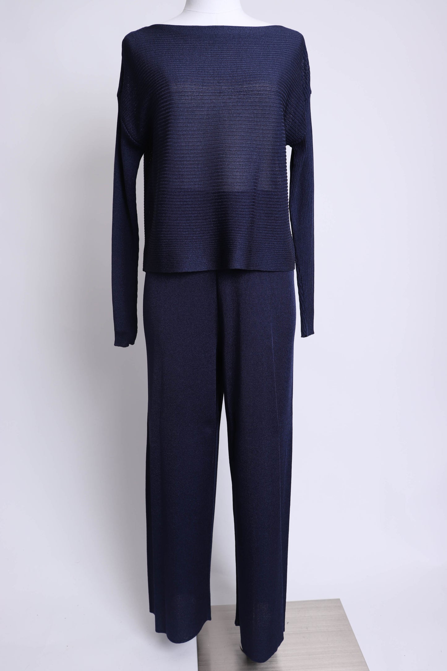 80's Jaeger Navy Knit Pant Set XS