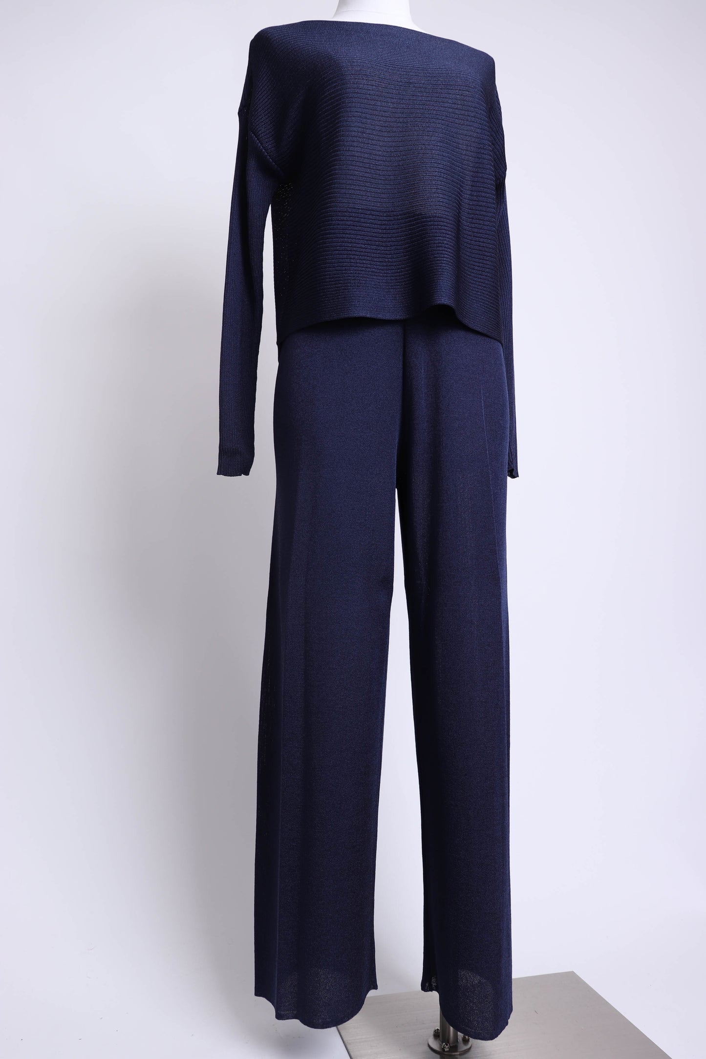 80's Jaeger Navy Knit Pant Set XS