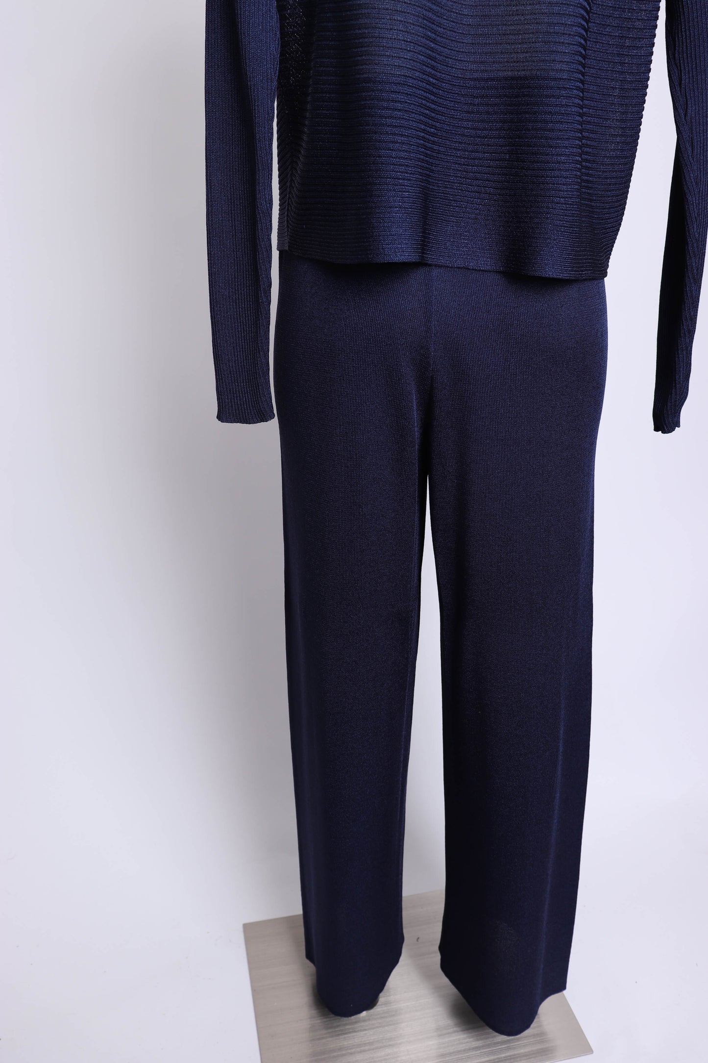 80's Jaeger Navy Knit Pant Set XS