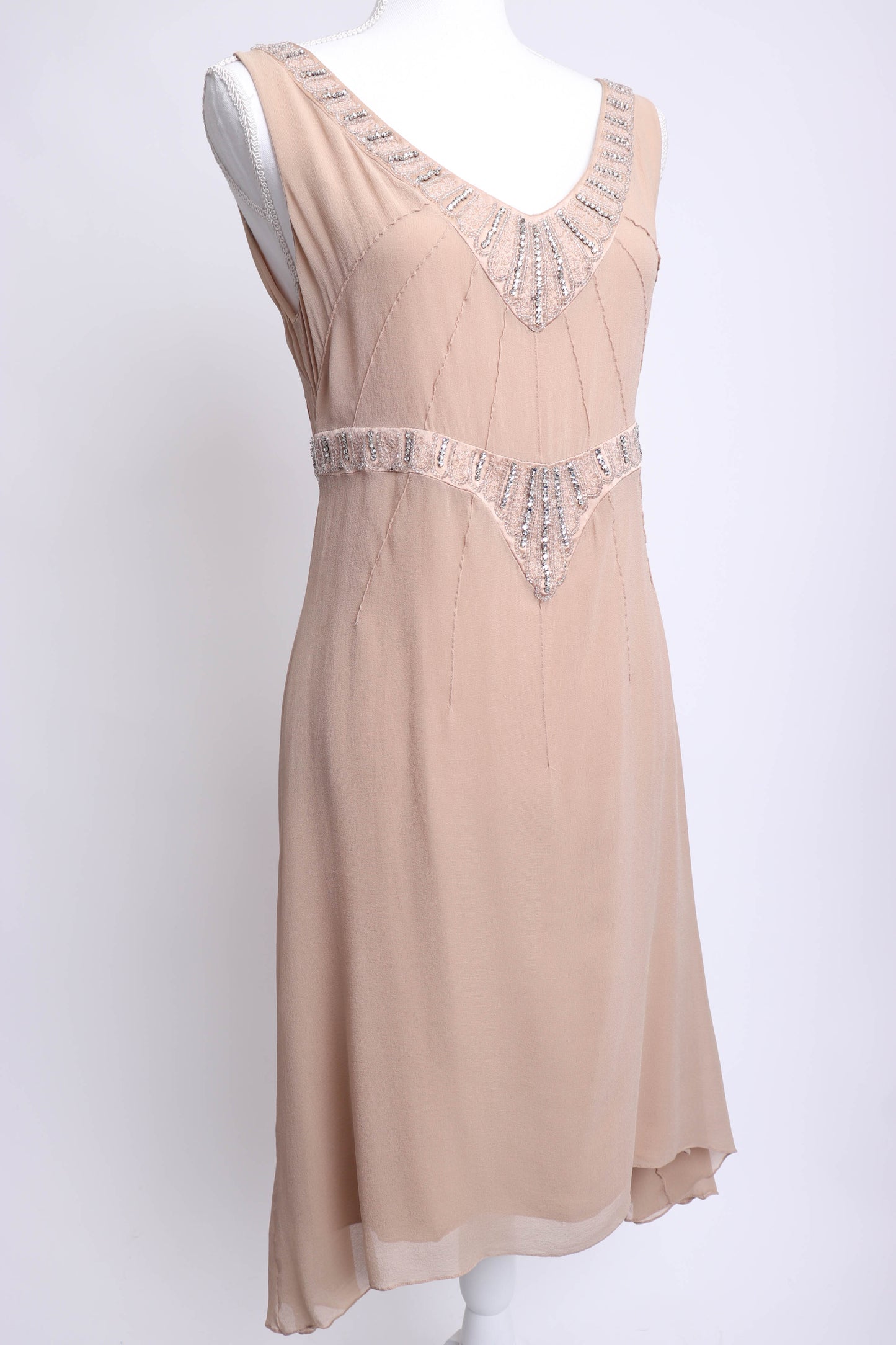 90's Silk Beaded Slip Dress S/M