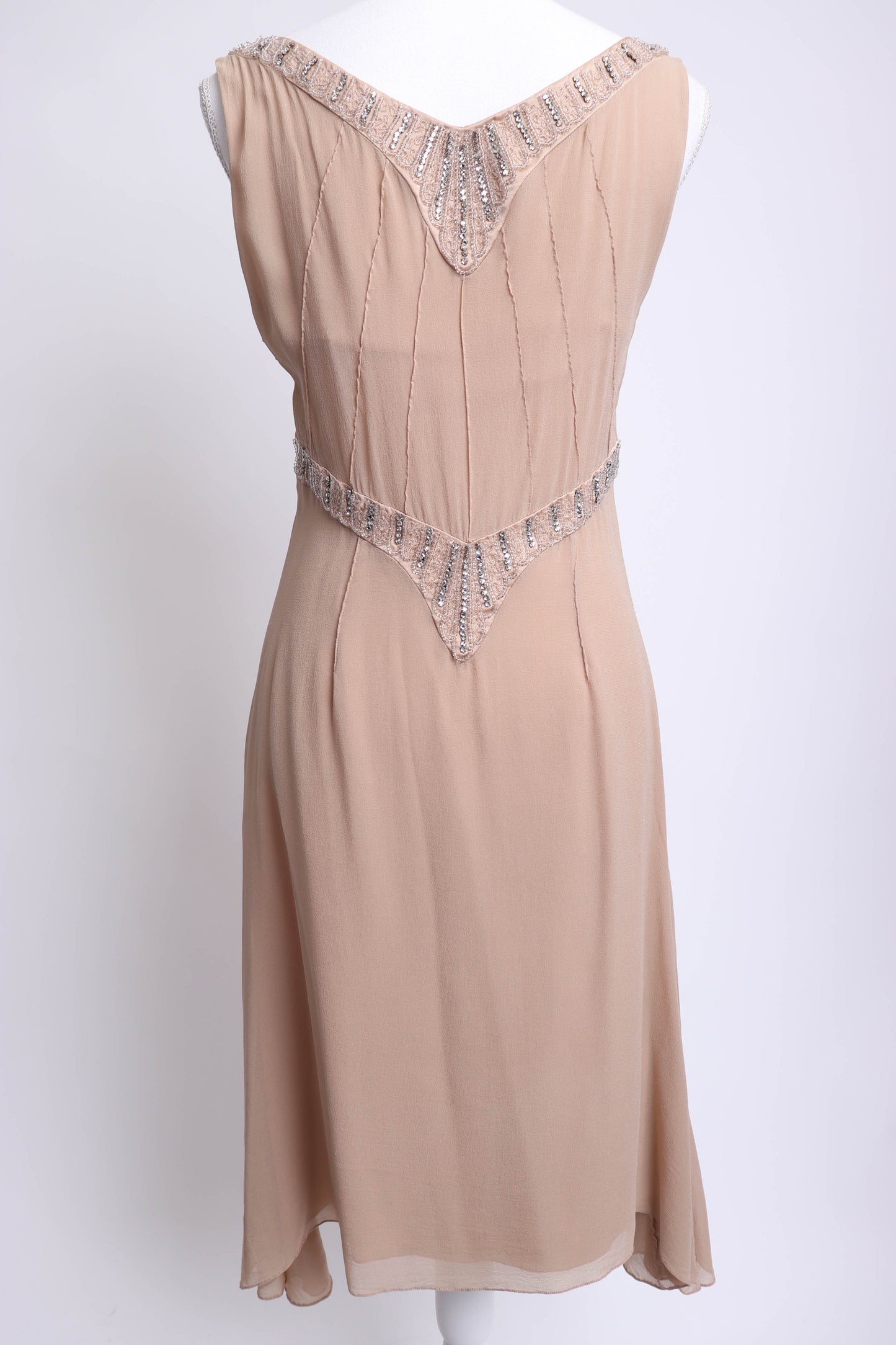 90's Silk Beaded Slip Dress S/M