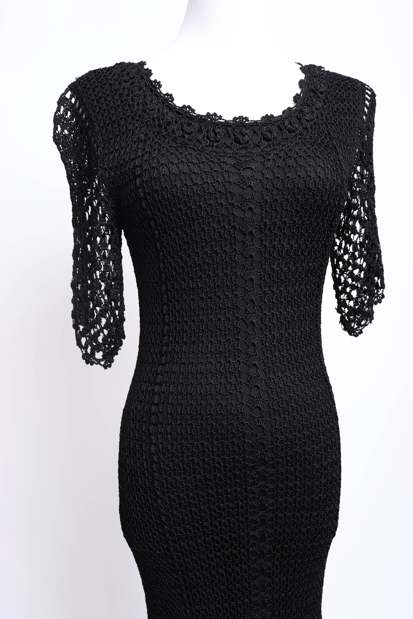 80'S Black Crochet Dress XS/S