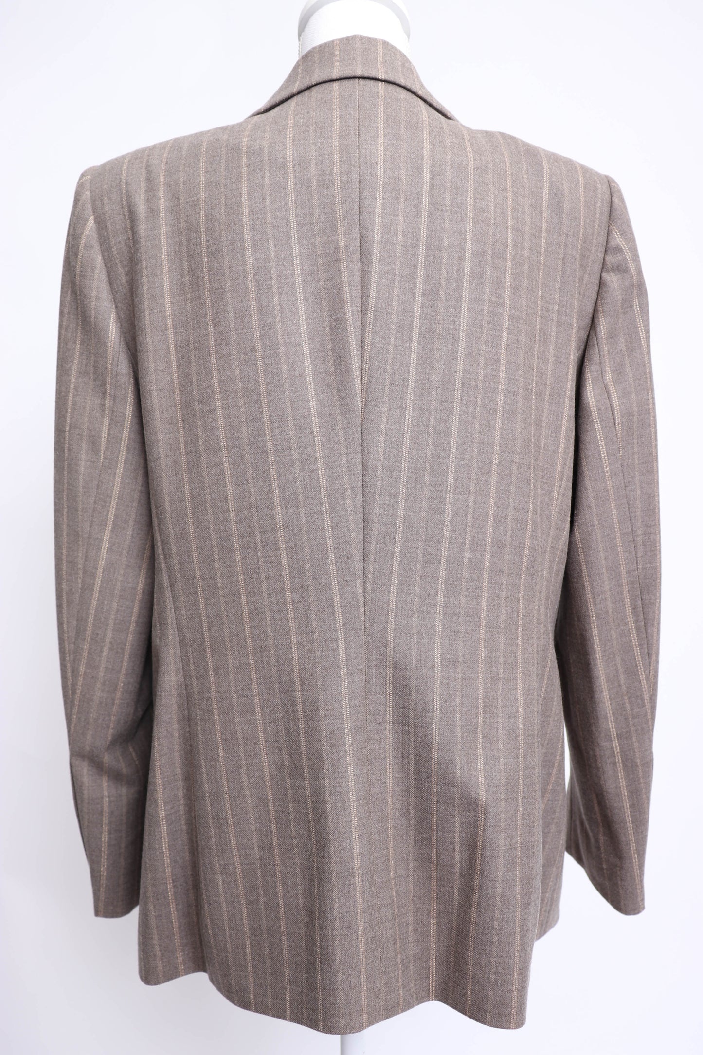 90's Escada Taupe and Gold Pinstripe Blazer L