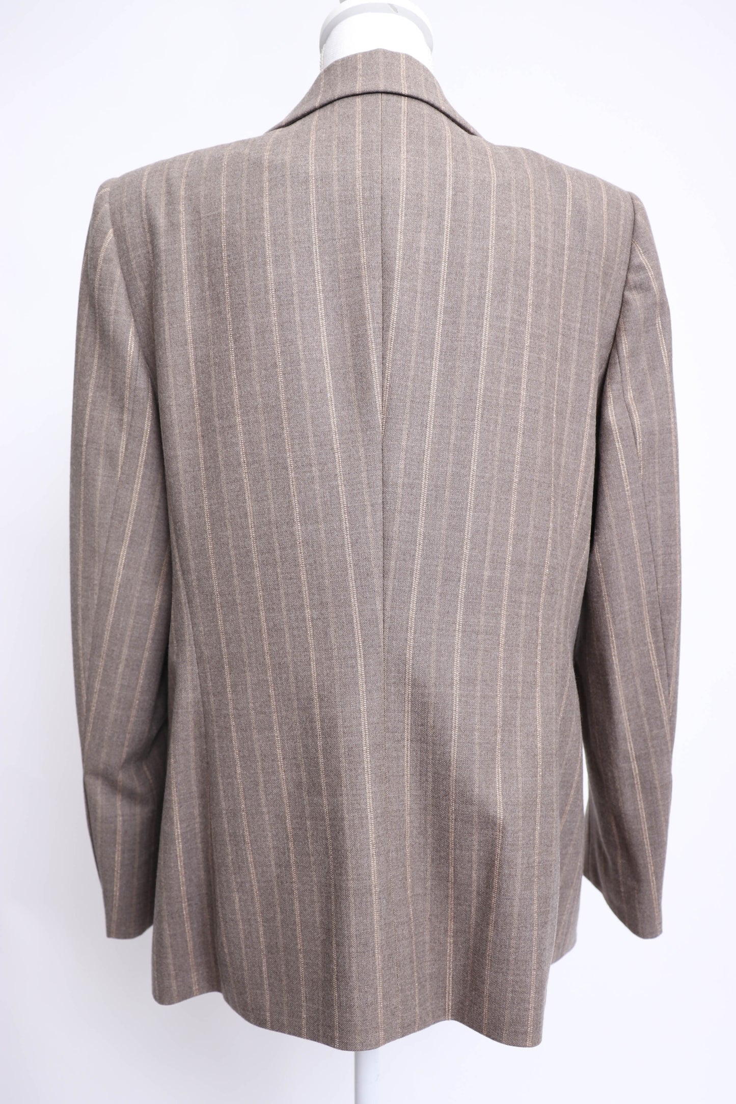 90's Escada Taupe and Gold Pinstripe Blazer L