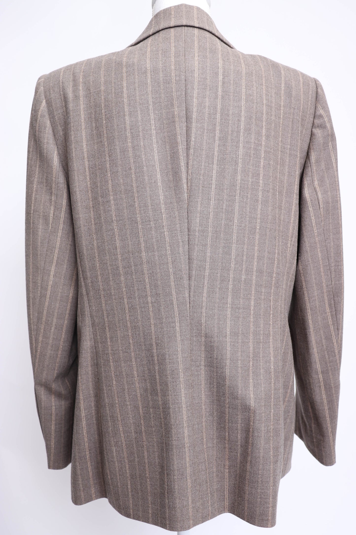 90's Escada Taupe and Gold Pinstripe Blazer L