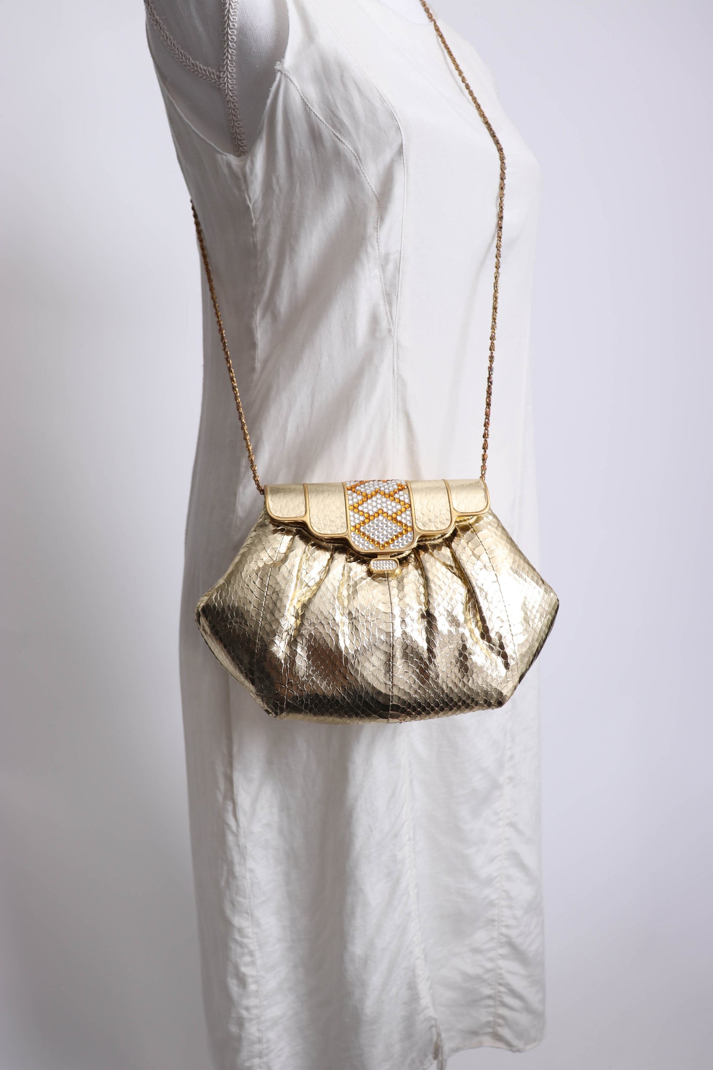 80's Gold Snakeskin Handbag