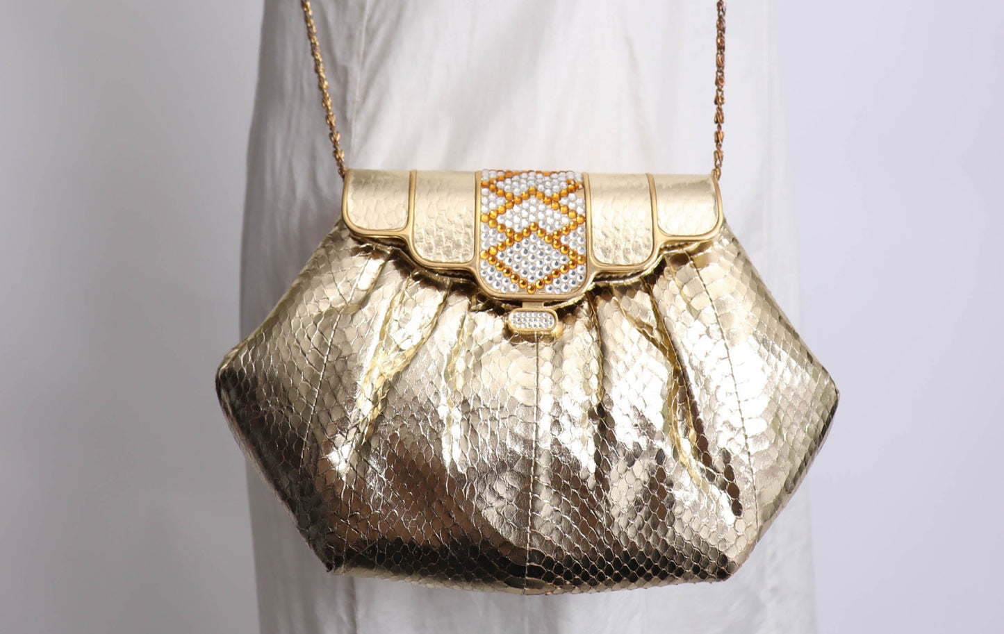 80's Gold Snakeskin Handbag