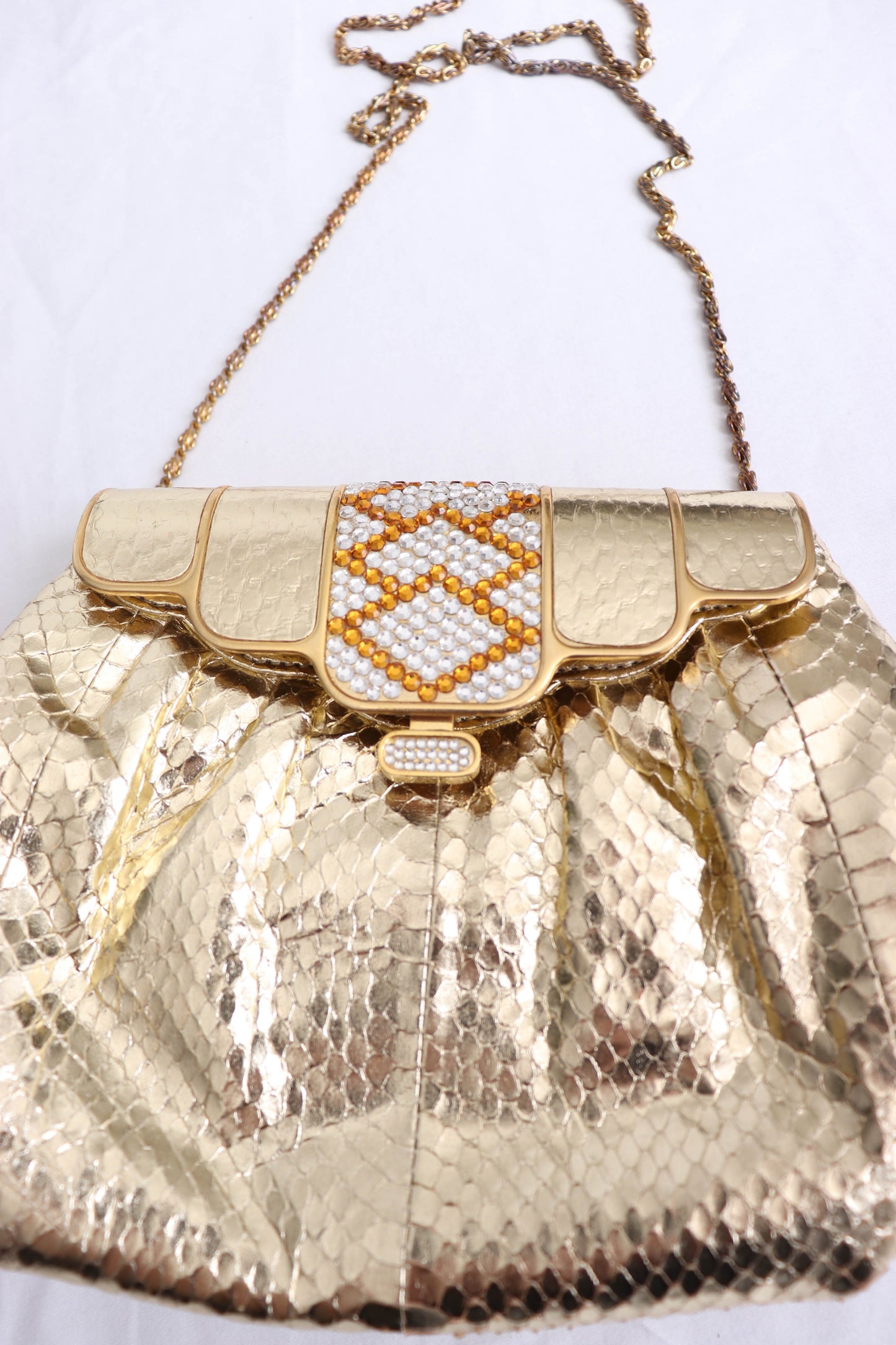 80's Gold Snakeskin Handbag