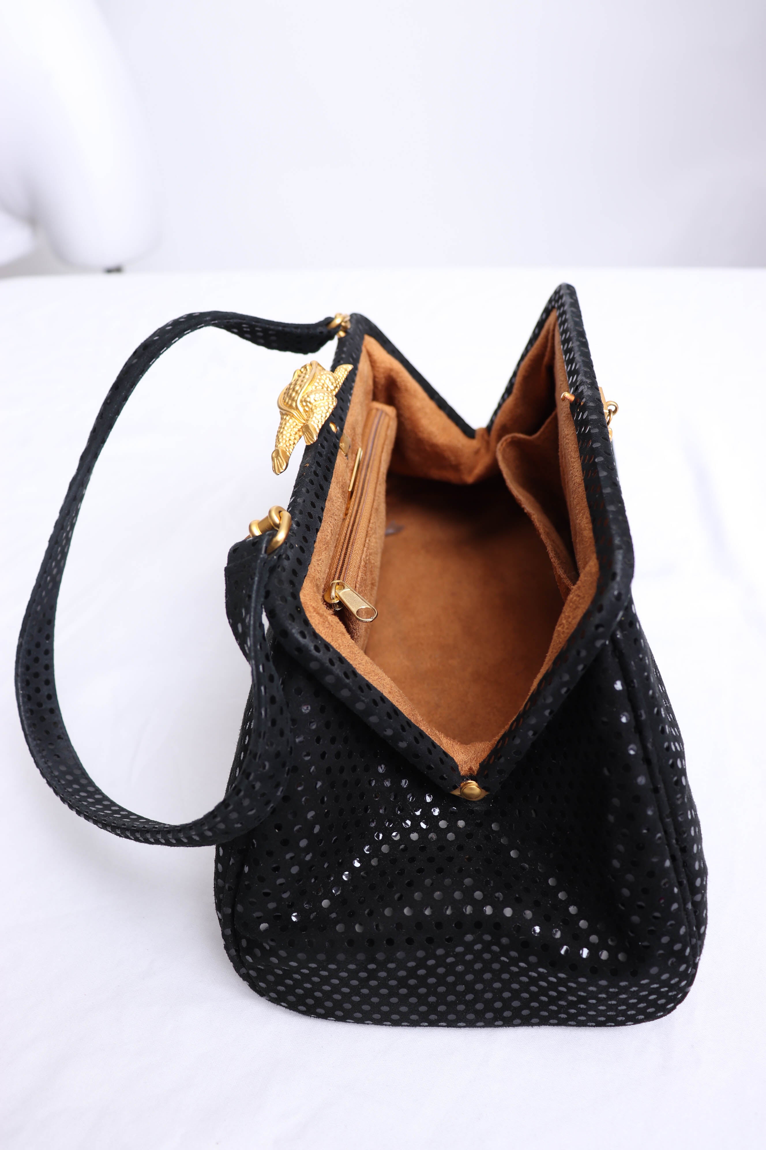 vintage Suede Buckle Purse bag - Black | Garmentory