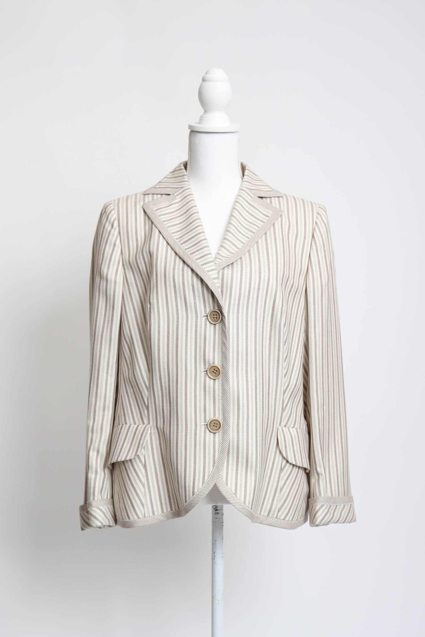 90's Akris Cashmere and Silk Pinstripe Blazer L