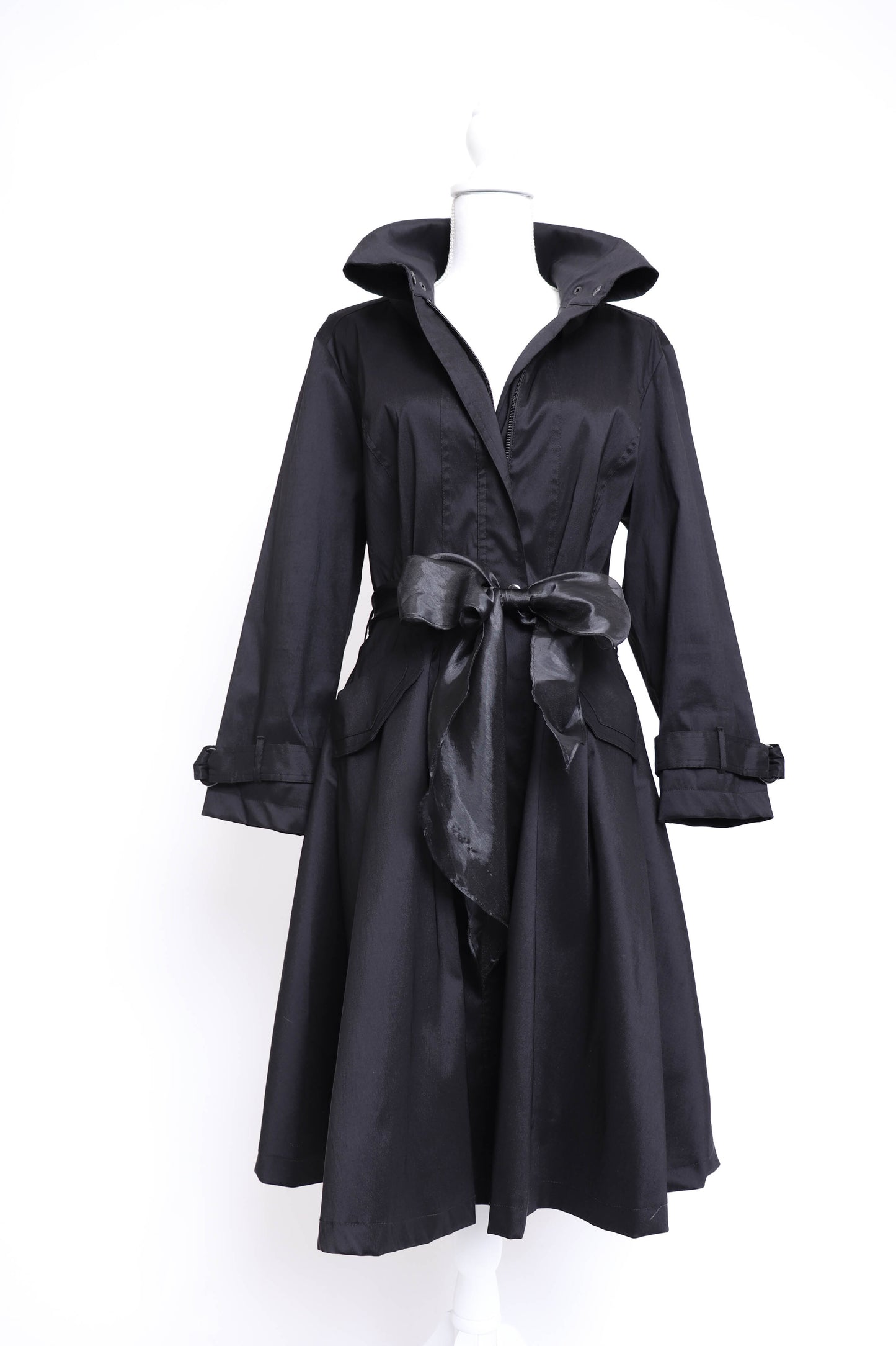 00's Black Trench Coat Dress L