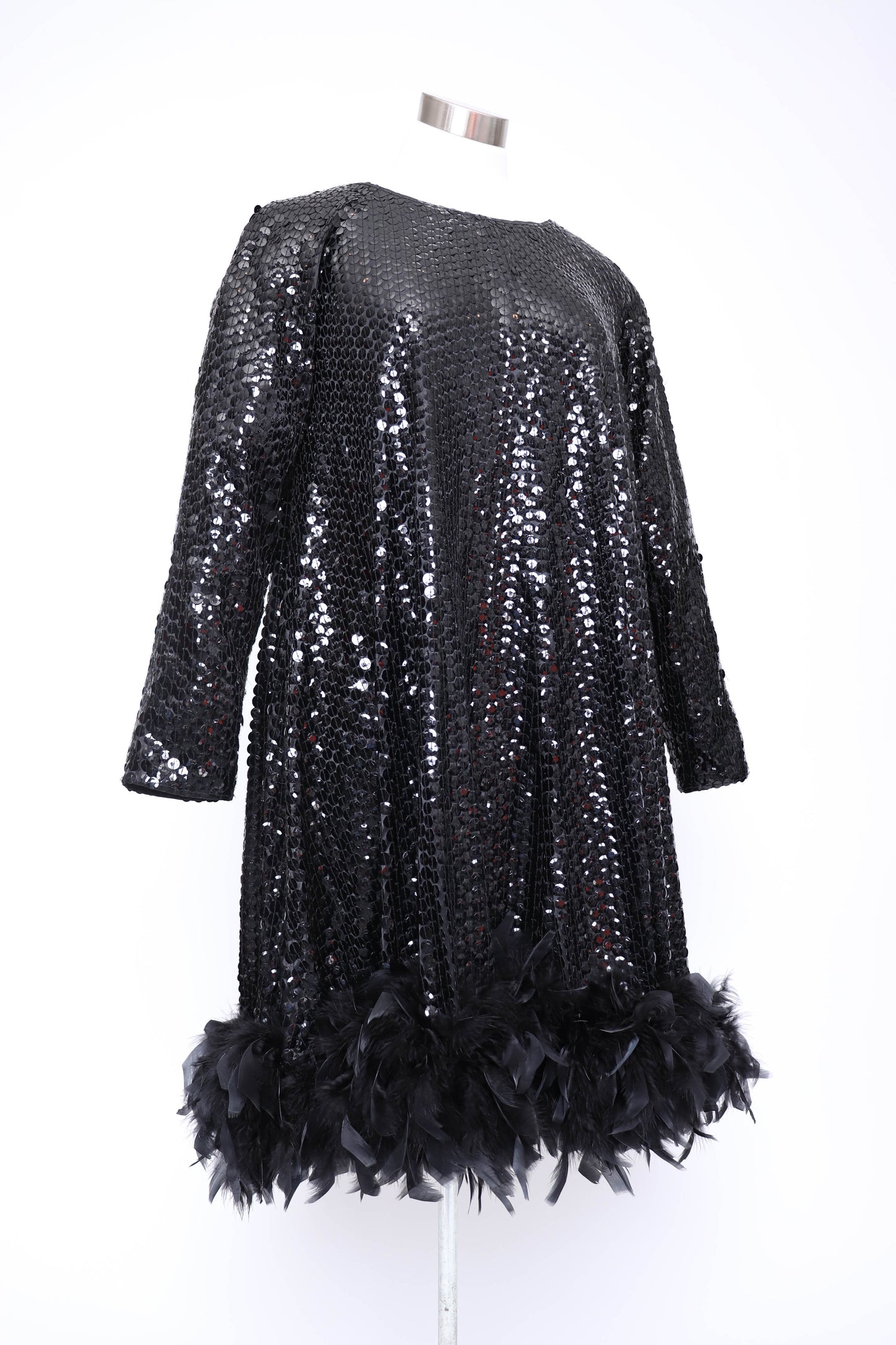 80's Black Sequin Dress L/XL