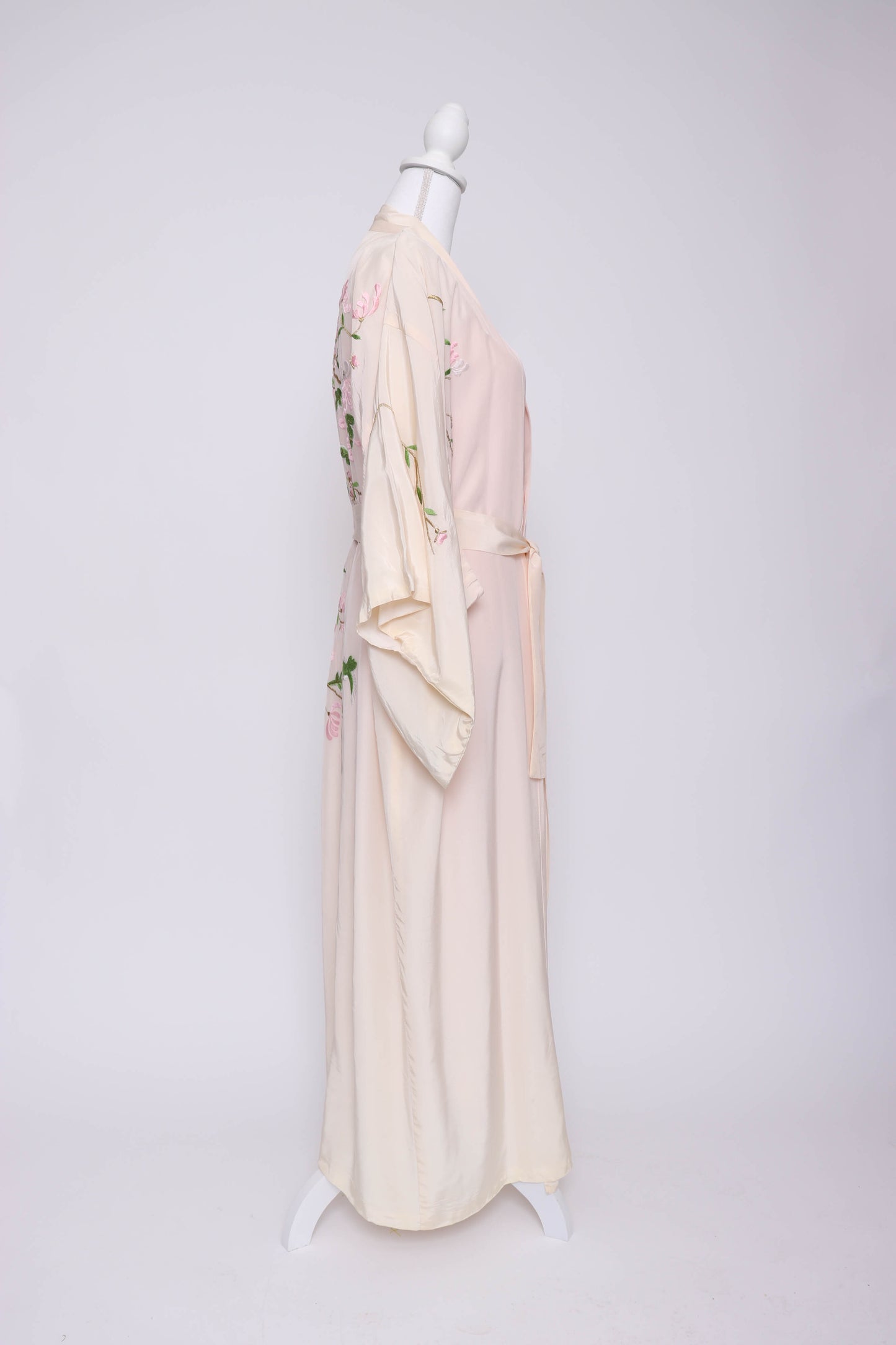 80's Blush Floral Japanese Kimono L/XL