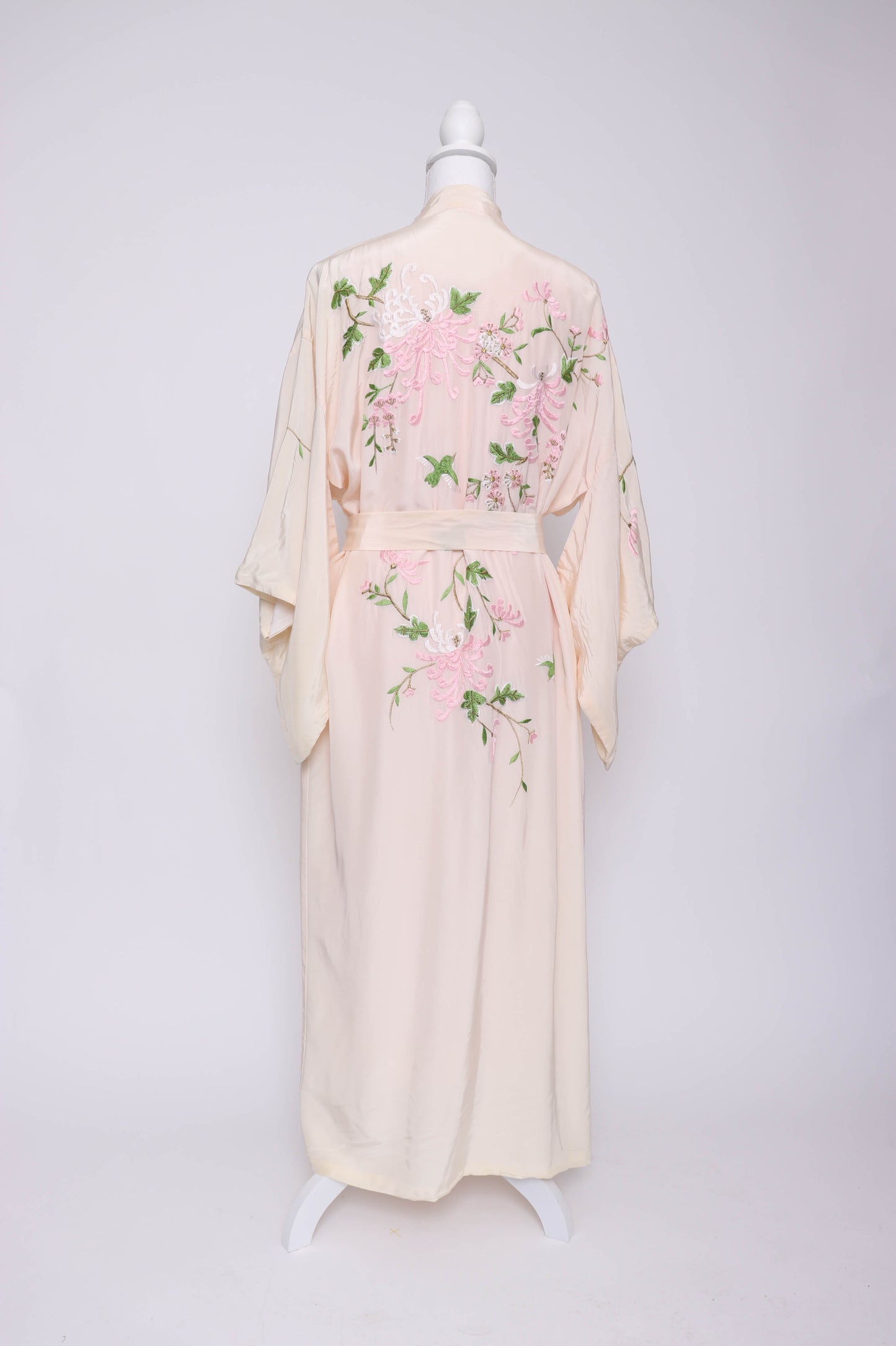 80's Blush Floral Japanese Kimono L/XL