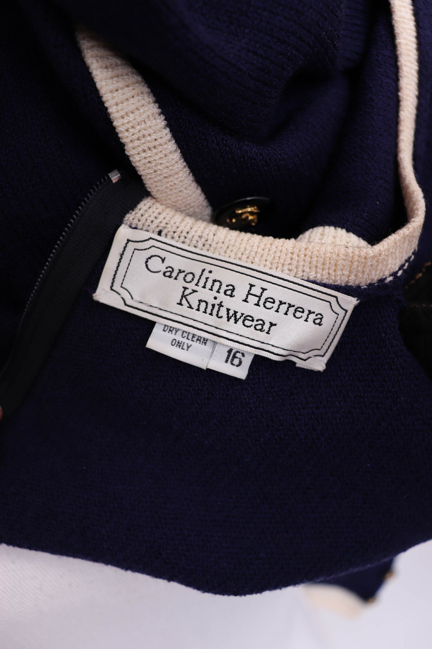 90's Carolina Herrera Navy Blue Sweater Dress L/XL