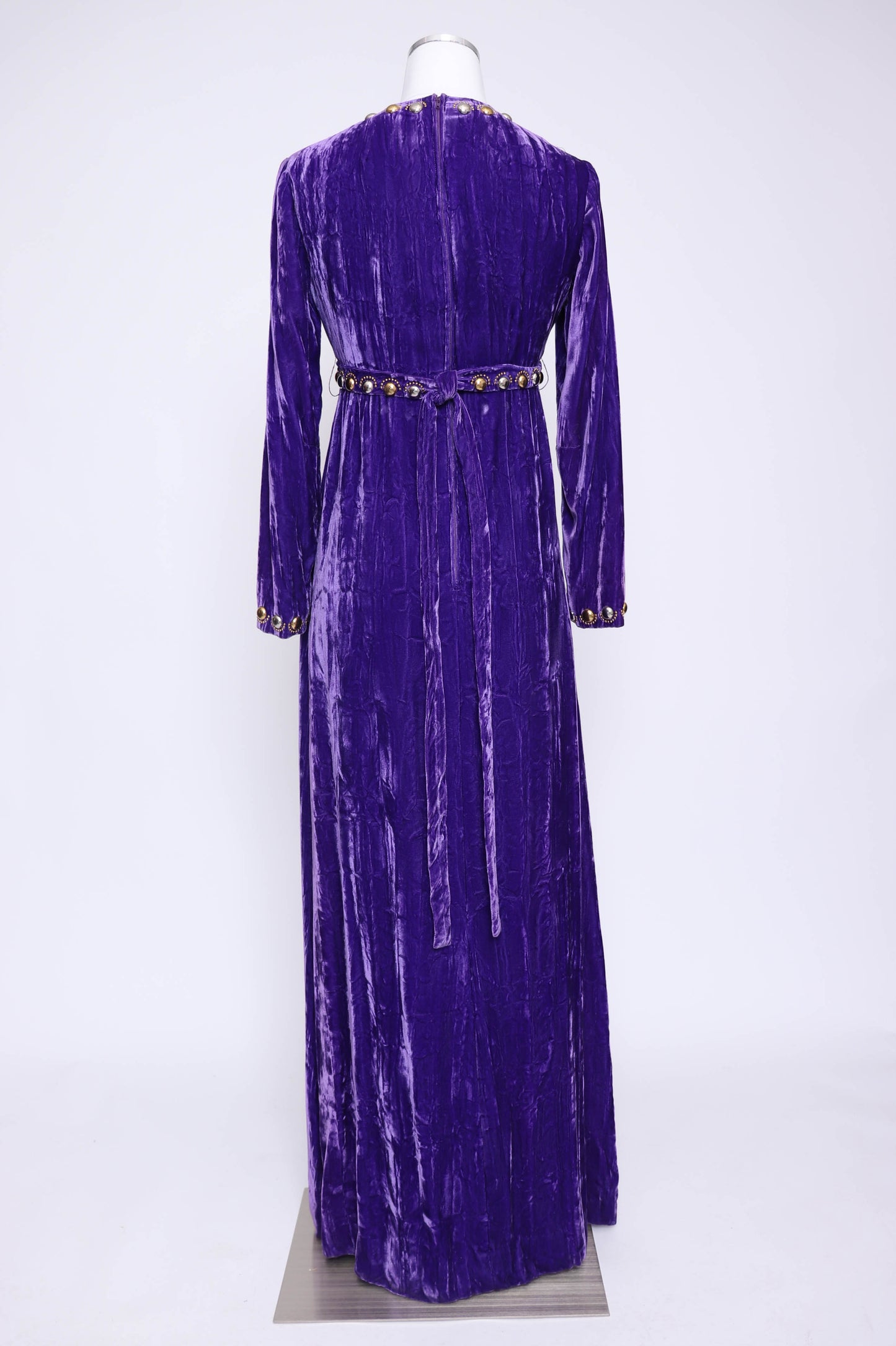 70's Purple Velvet Maxi Dress S/M