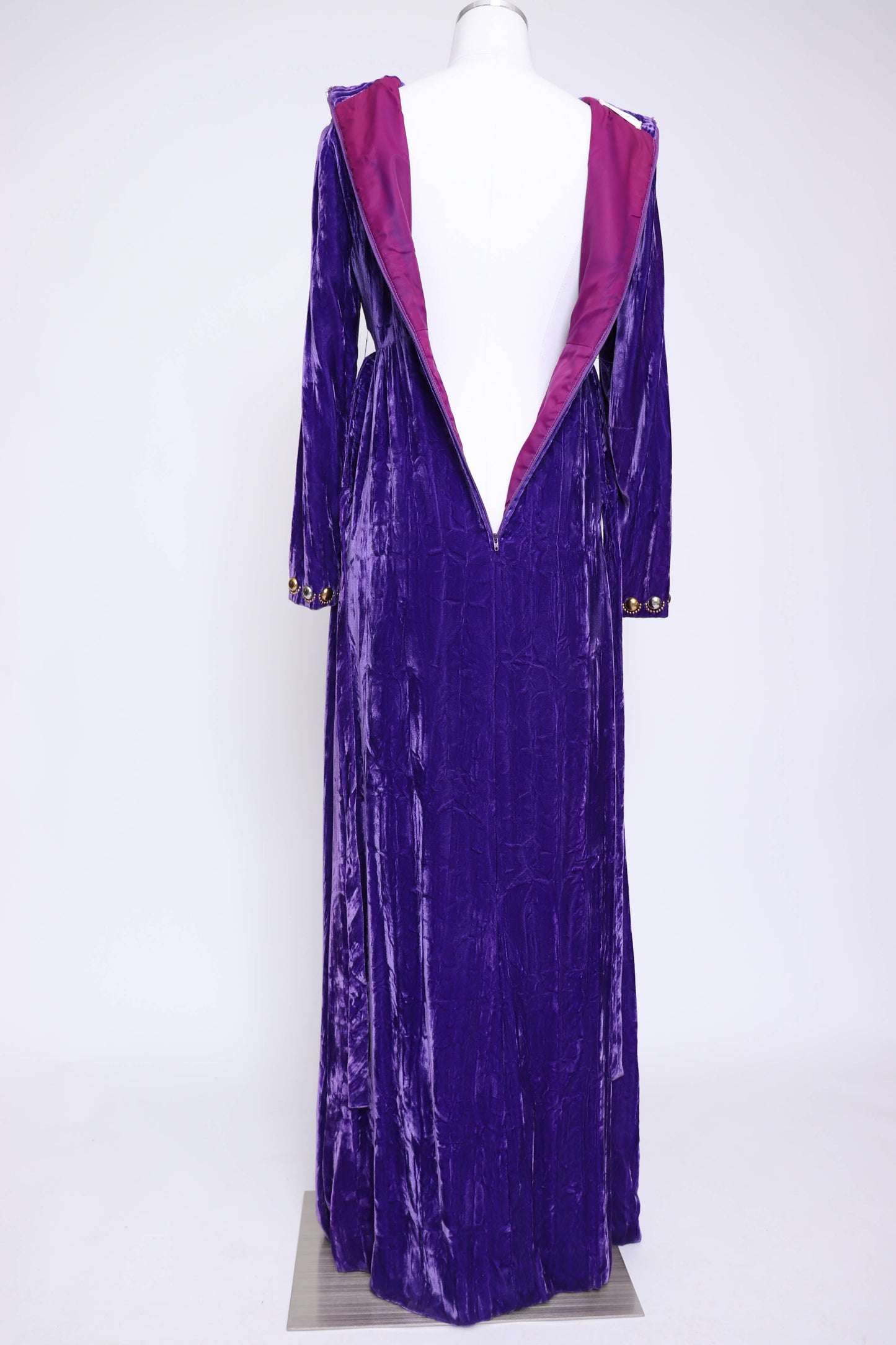 70's Purple Velvet Maxi Dress S/M