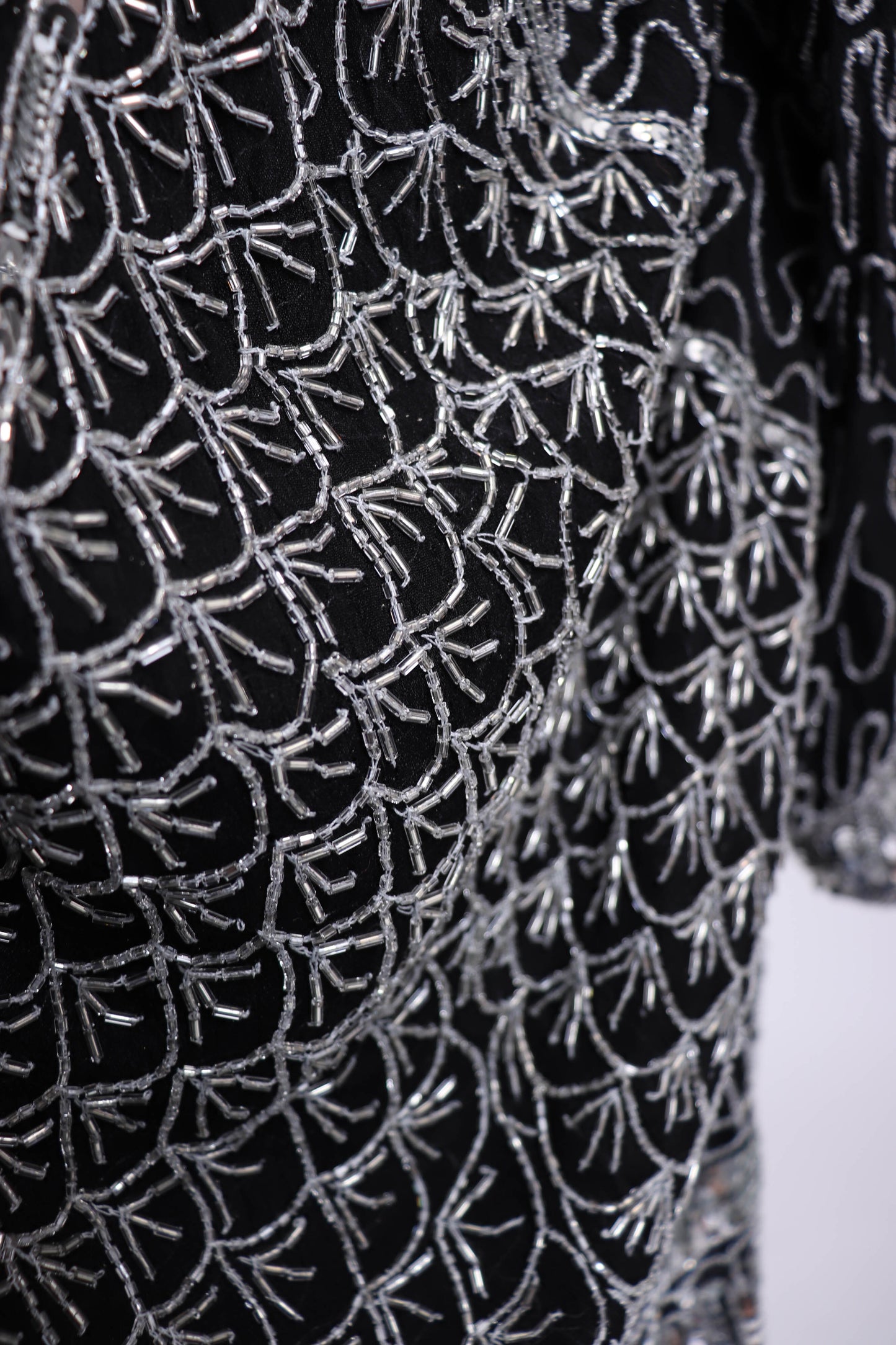 70's Black and Silver Sequin Evening Jacket L