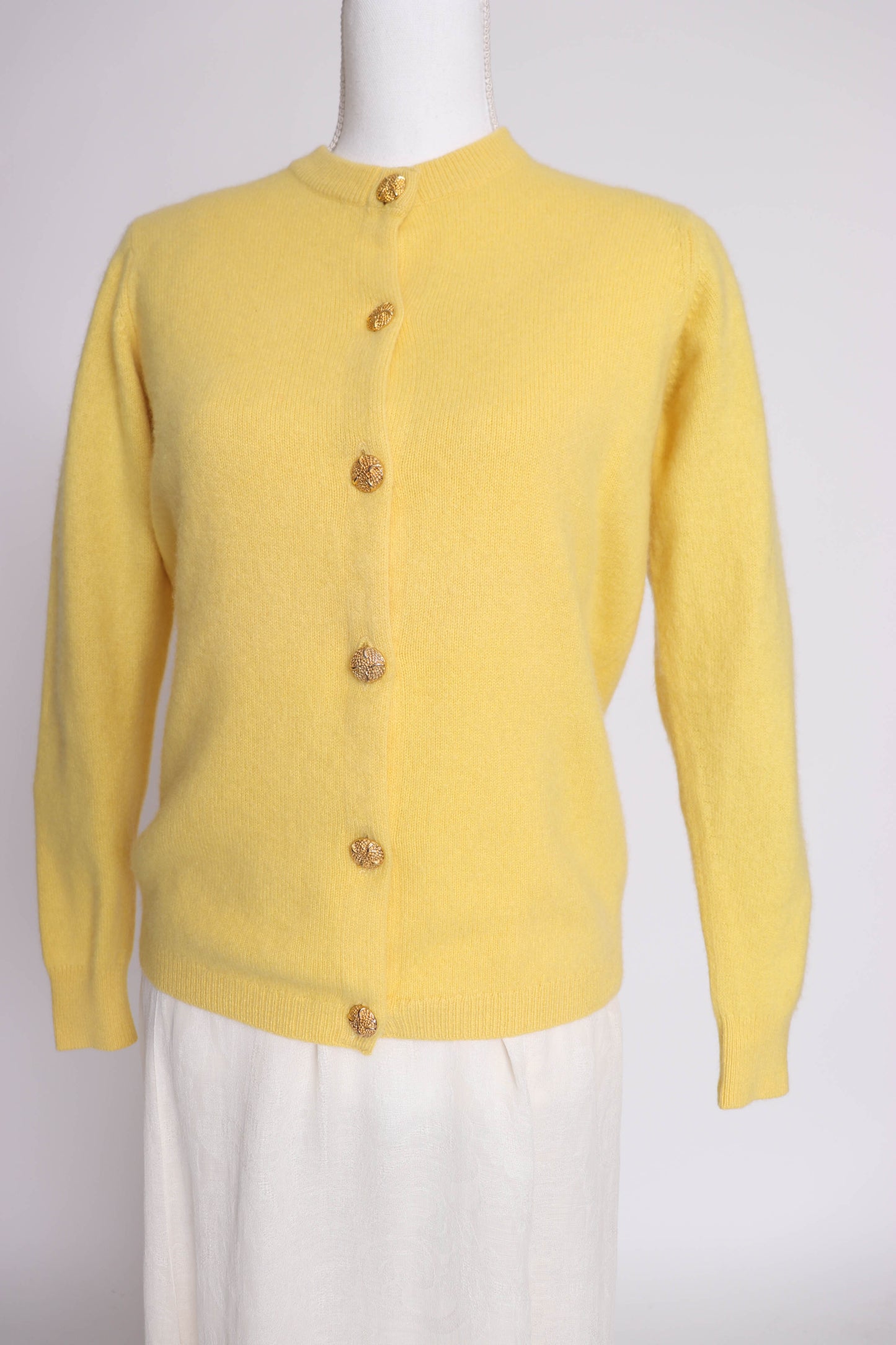 70's Golden Yellow Cashmere Cardigan S