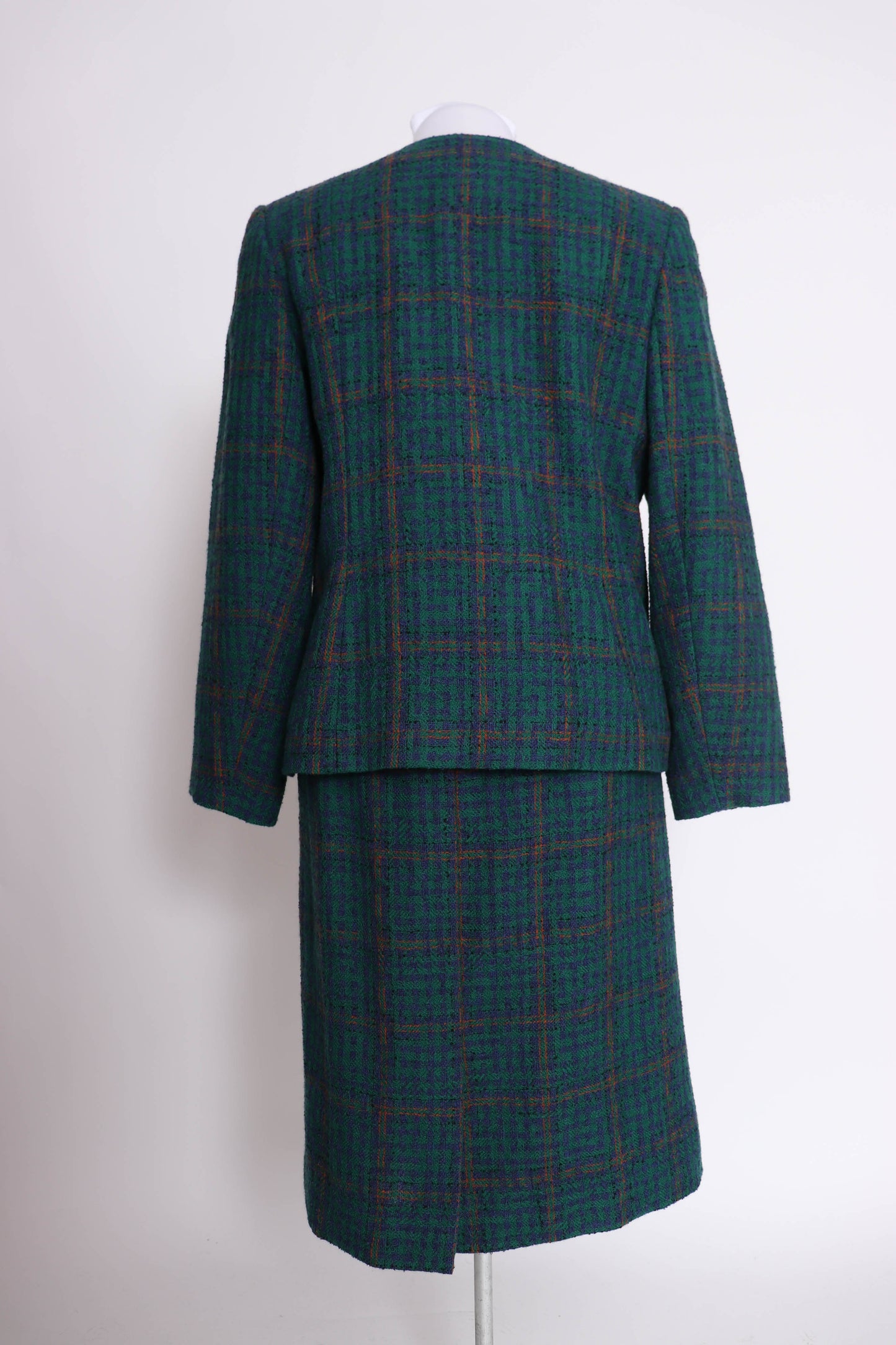 90's YSL Plaid Wool Skirt Suit L/XL