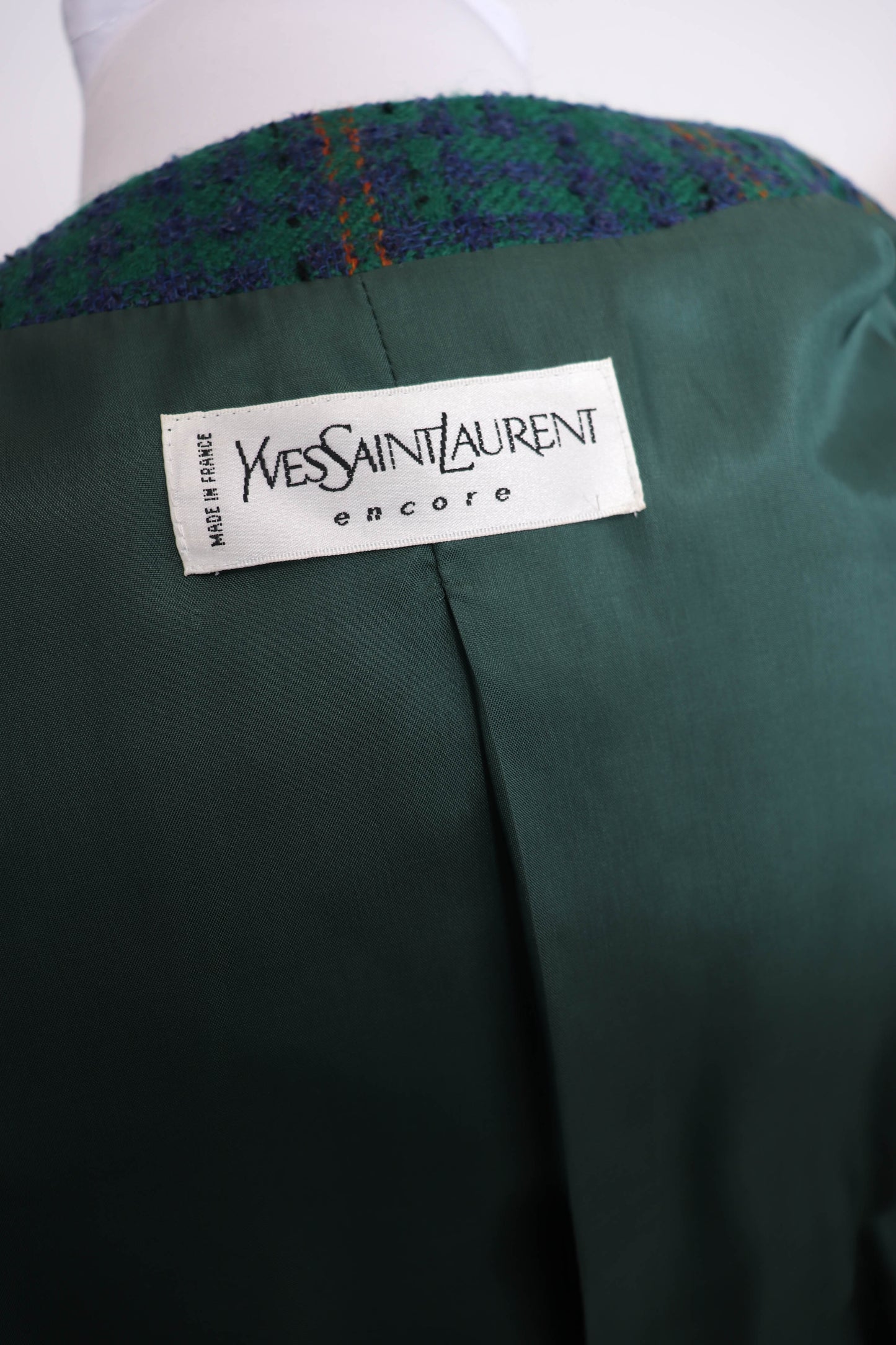 90's YSL Plaid Wool Skirt Suit L/XL