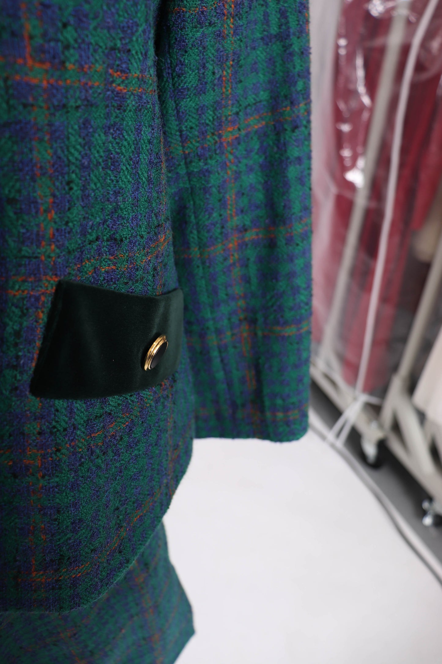 90's YSL Plaid Wool Skirt Suit L/XL