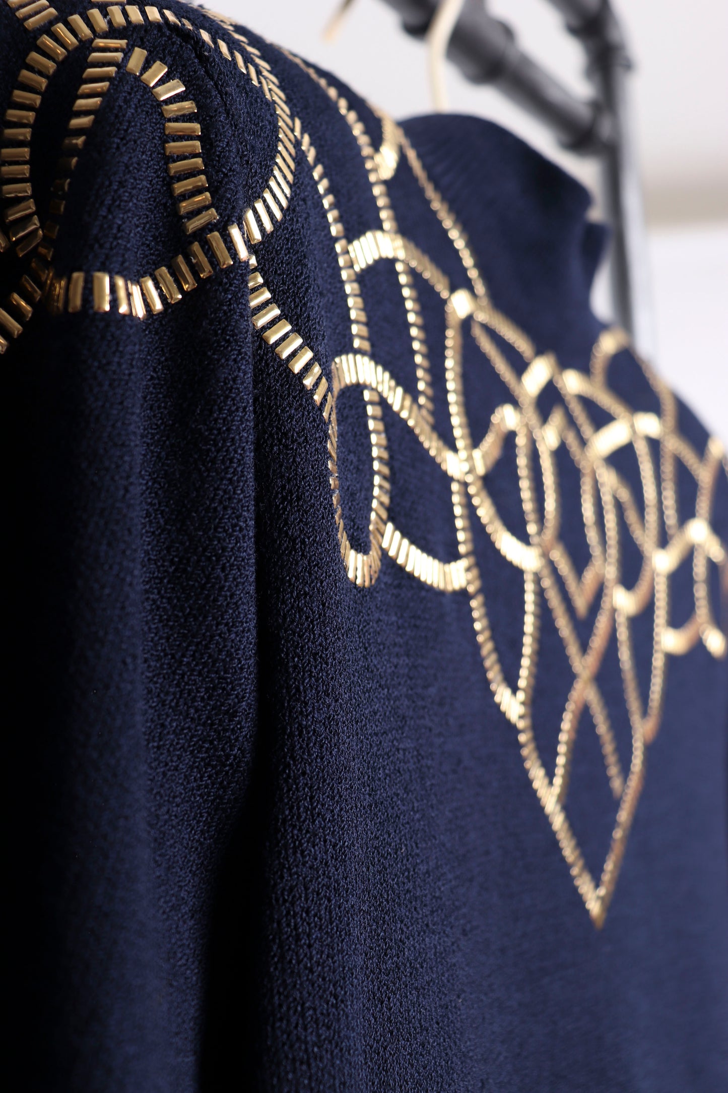 80's St. John Knit Gold Embellished Dress M