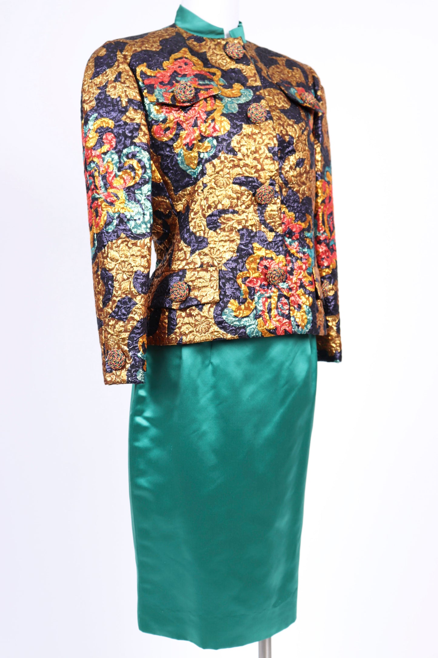 90's Bill Blass Brocade Skirt Suit M/L