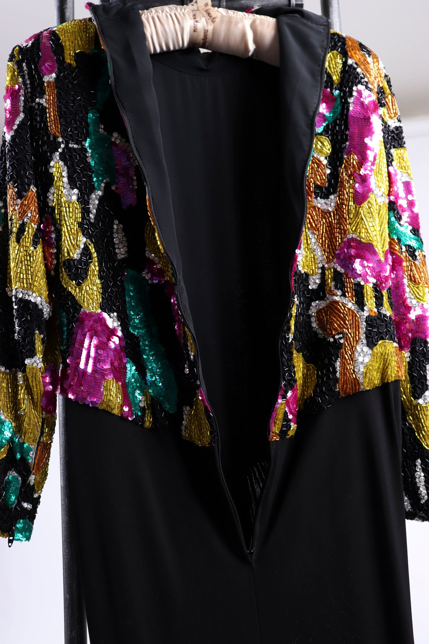 80's Sequined and Beaded Gown M