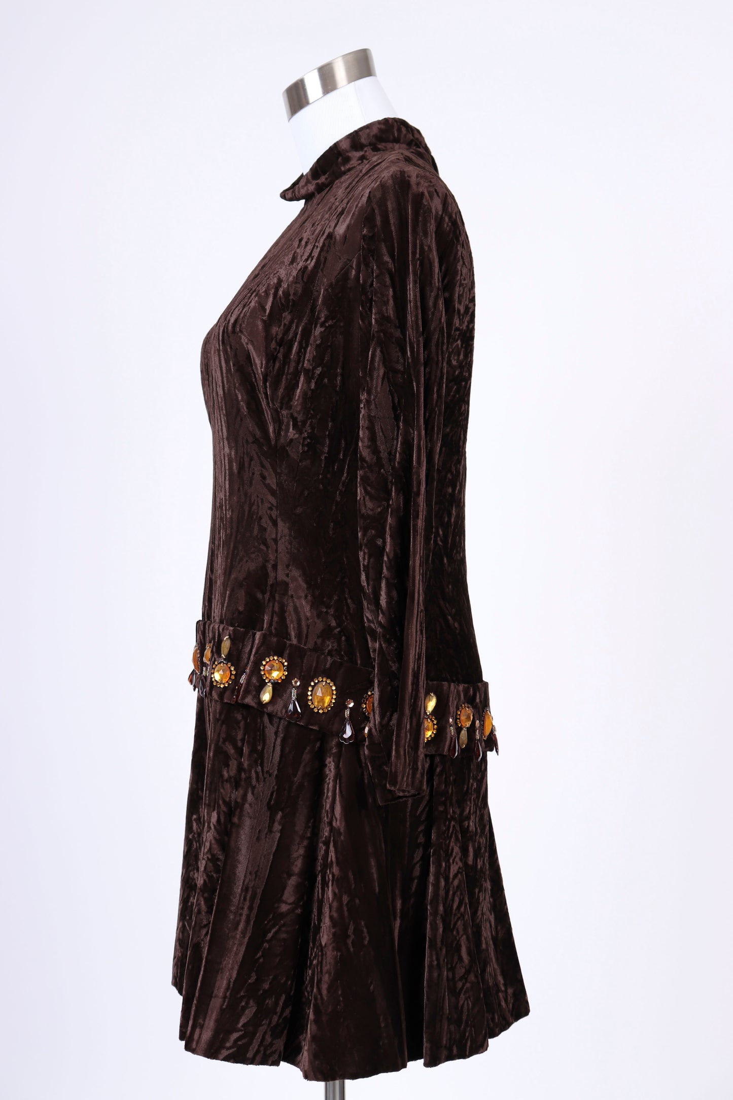 60's Velvet Bejewelled Mini Dress S/M