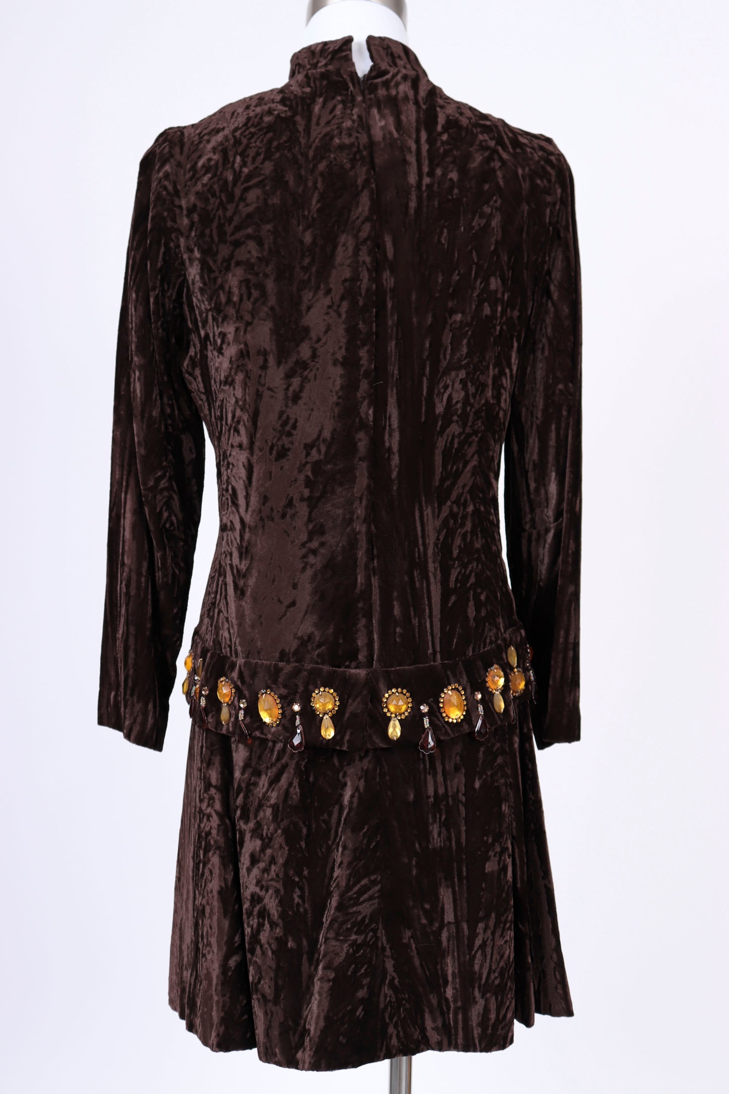 60's Velvet Bejewelled Mini Dress S/M