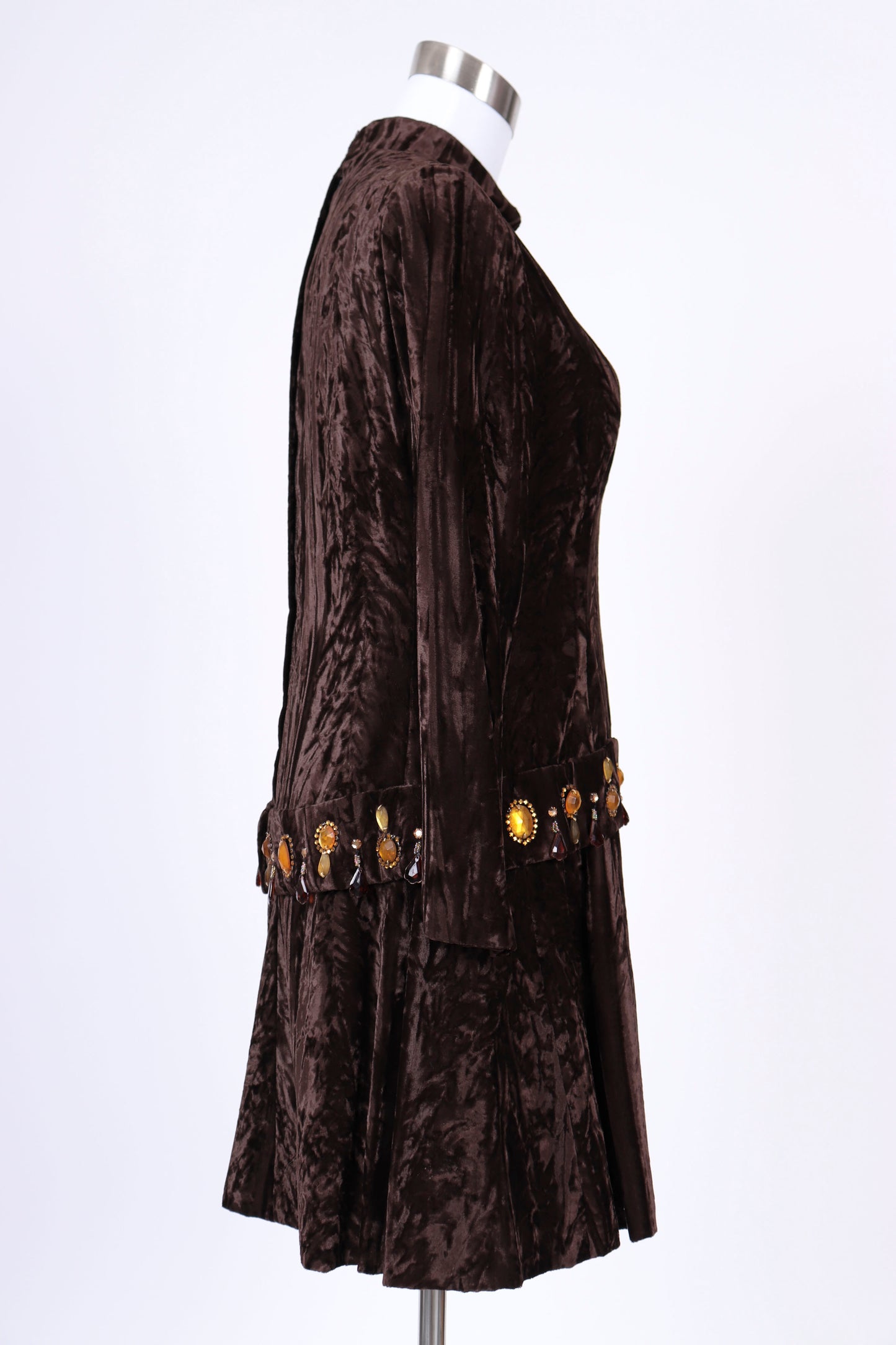 60's Velvet Bejewelled Mini Dress S/M
